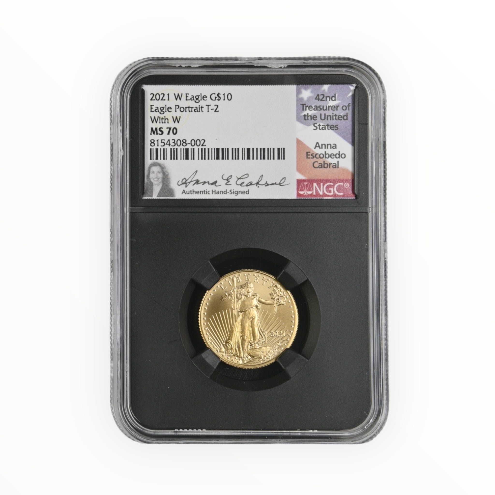 2021 W $10 American Gold Eagle NGC MS 70 Unfinished Die Error - Anna Escobedo