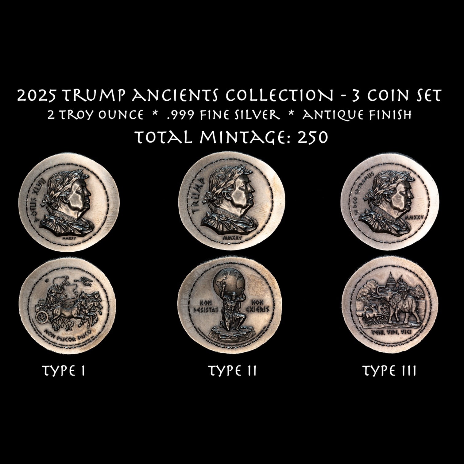 2025 Trump Ancient Series - Three Piece Set w/Antique Patina Finish (Mintage 250)