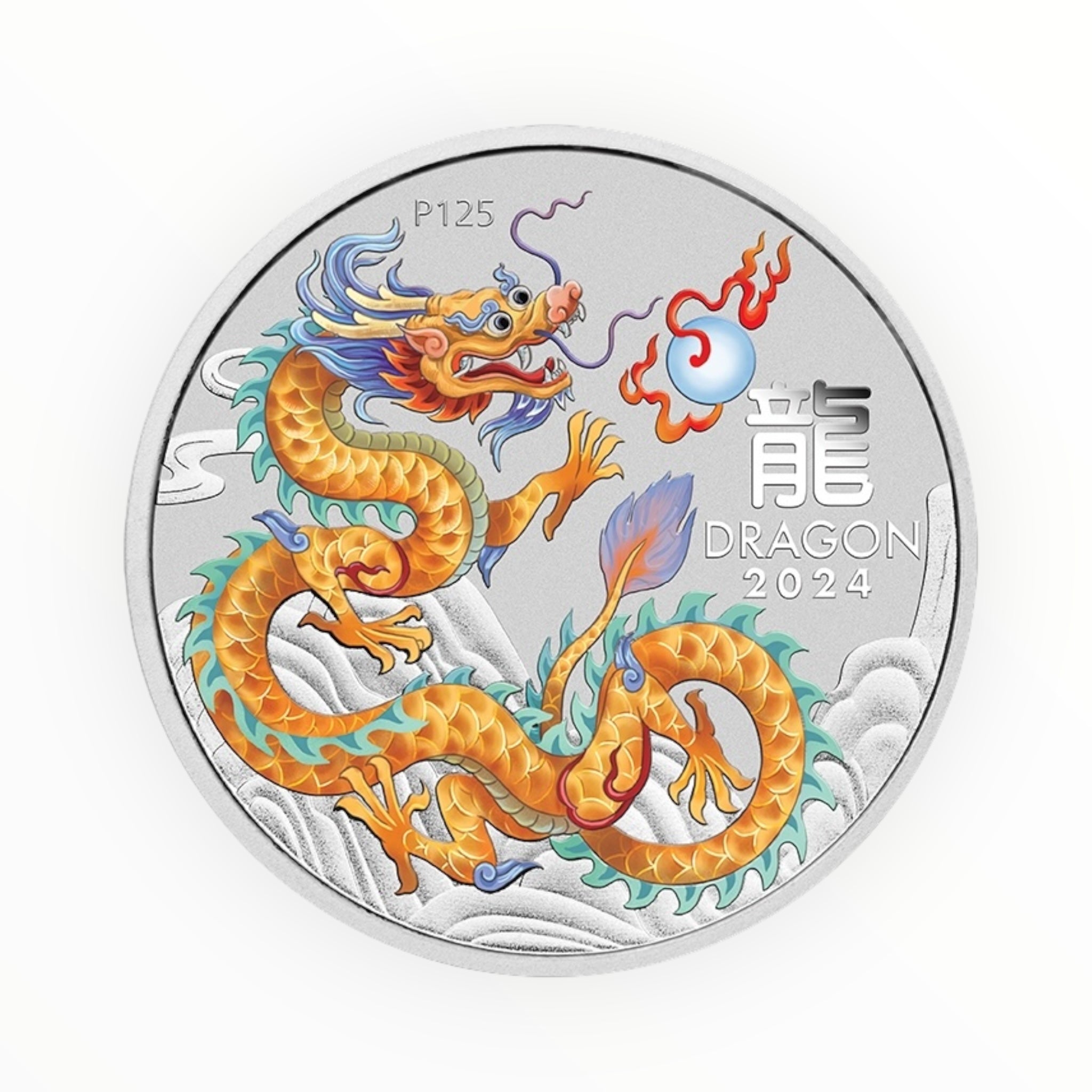 2024 Australia Lunar Golden Dragon Colorized ANA WMF 1 oz Silver Coin in Card